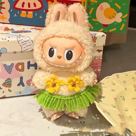 Handmade Crochet Hula Outfit Set – Top + Skirt + Bikini for 17cm Dolls