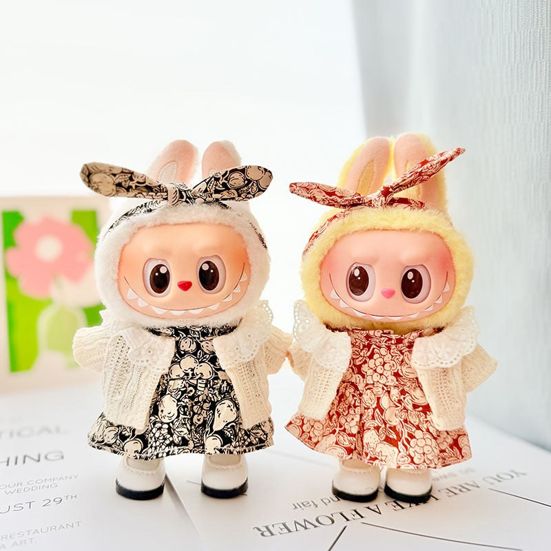 Leaf Pattern Dress with Headband & Cardigan Dolls Clothes