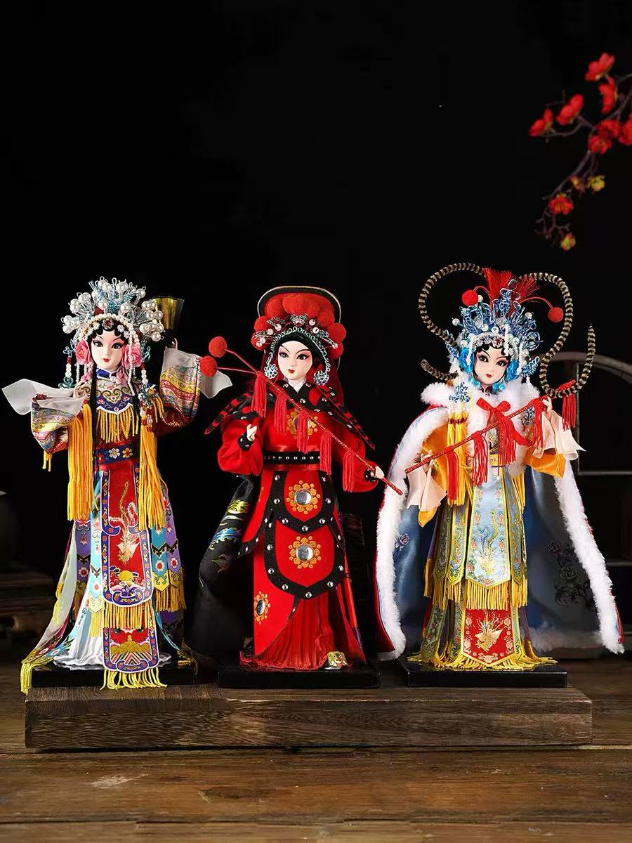 Chinese Opera Doll Set - Yang Yuhuan, Mulan & Wang Zhaojun (34cm Handmade Display Dolls)