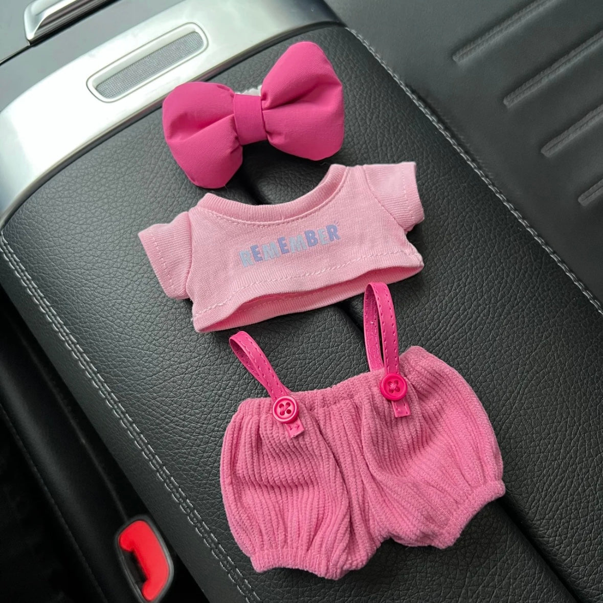 Pink Corduroy Overall Set – 3-Piece Outfit for 17cm Dolls