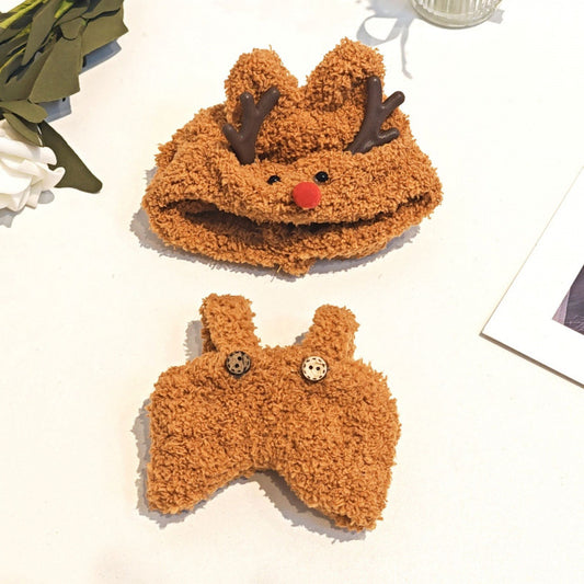 Christmas Reindeer Hood & Overalls Outfit