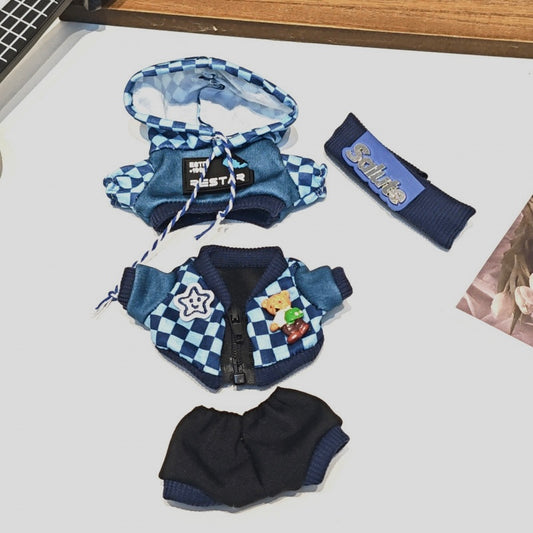 Sporty Navy Checker Set | 4-Piece Outfit for 17cm Dolls
