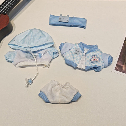 Ice Cream Blue Cat Hoodie Set | 4-Piece Youth Style Doll Outfit