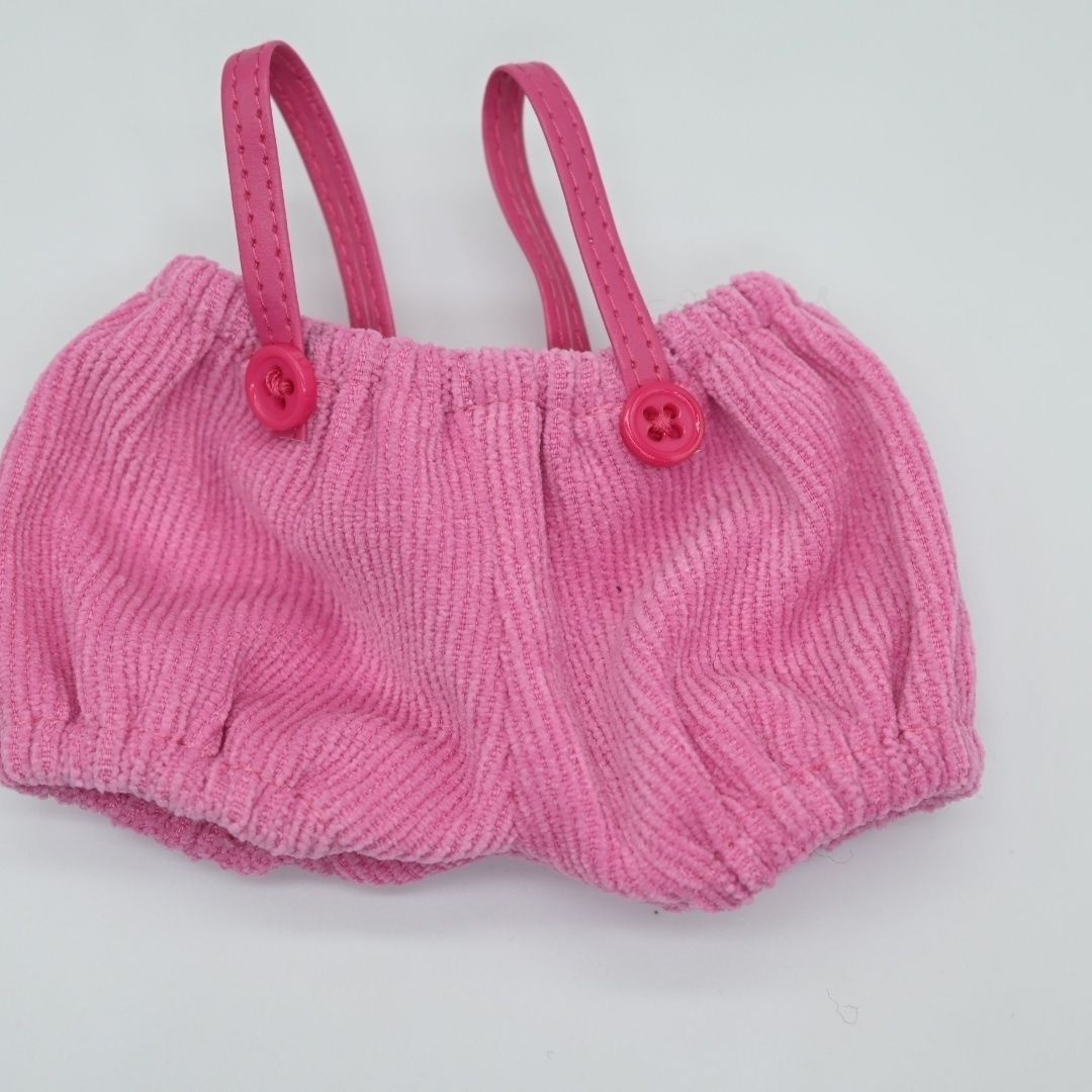 Pink Corduroy Overall Set – 3-Piece Outfit for 17cm Dolls