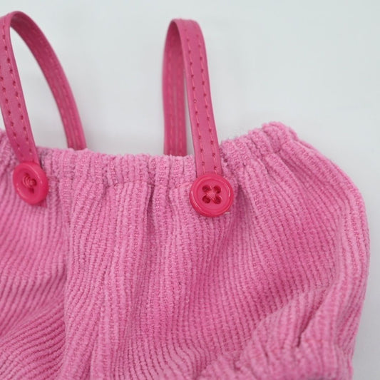Pink Corduroy Overall Set – 3-Piece Outfit for 17cm Dolls
