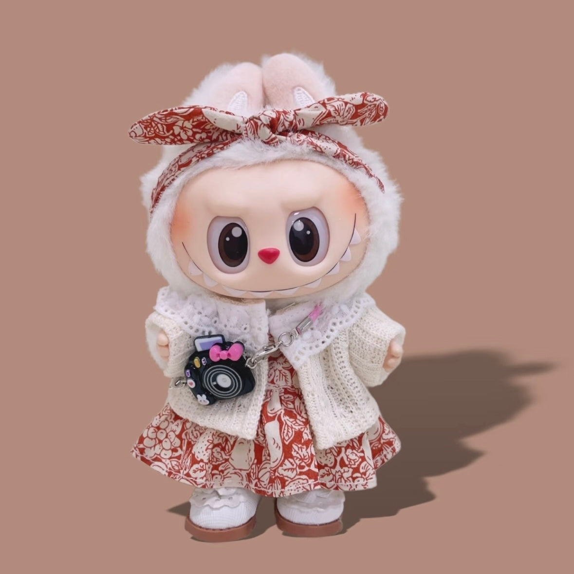 Leaf Pattern Dress with Headband & Cardigan Dolls Clothes