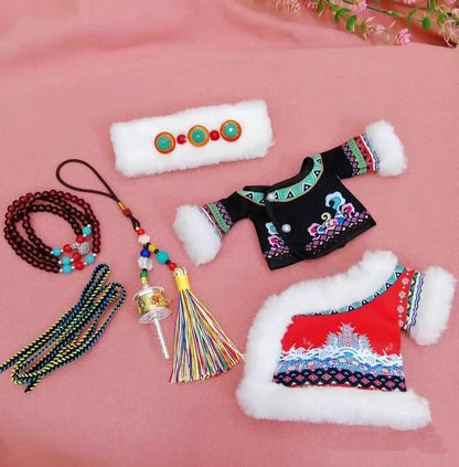 Handmade Tibetan Doll Costume Set for 17cm Dolls - 2 Styles with Accessories (Doll Not Included)