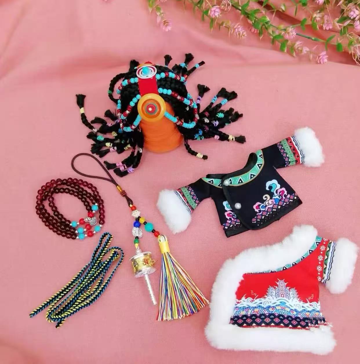 Handmade Tibetan Doll Costume Set for 17cm Dolls - 2 Styles with Accessories (Doll Not Included)