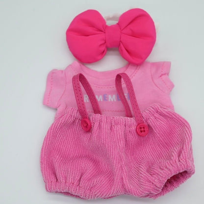 Pink Corduroy Overall Set – 3-Piece Outfit for 17cm Dolls