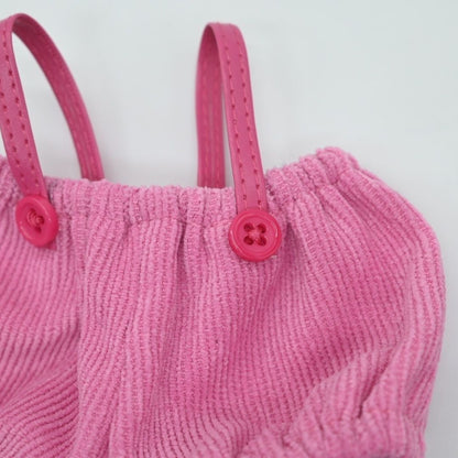 Pink Corduroy Overall Set – 3-Piece Outfit for 17cm Dolls