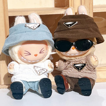British Street Style Doll Outfit – Corduroy Hat, Shorts & Knit Sweater for 17cm Dolls