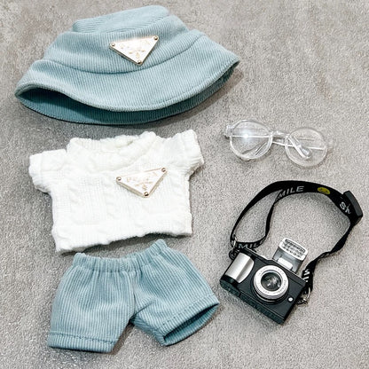 British Street Style Doll Outfit – Corduroy Hat, Shorts & Knit Sweater for 17cm Dolls